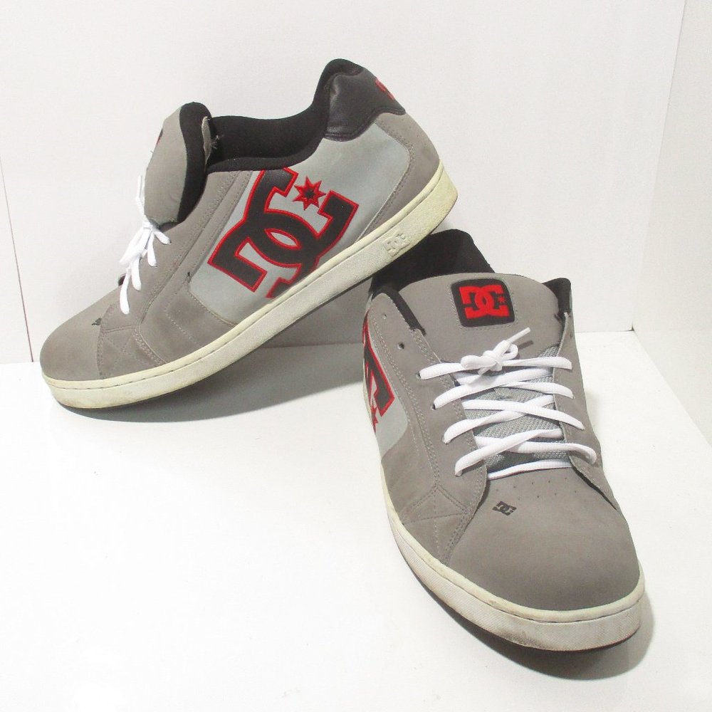 DC Net 302361 Mens Gray Leather Skate Inspired Sneakers Shoes Size 15